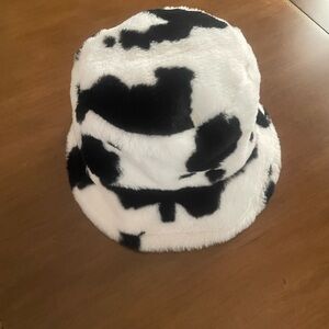 Faux Fur Cow Print Bucket Hat